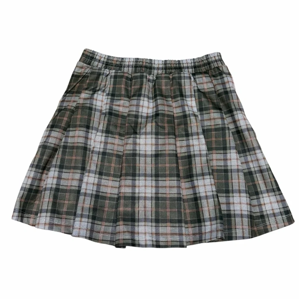 NWT Halara High Waisted‎ 2-in-1 Pleated Mini Skirt | Green Plaid | Size Small